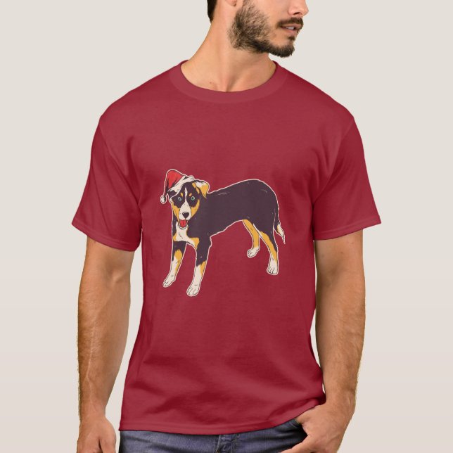 Camiseta Cachorro de Natal bonito (Frente)