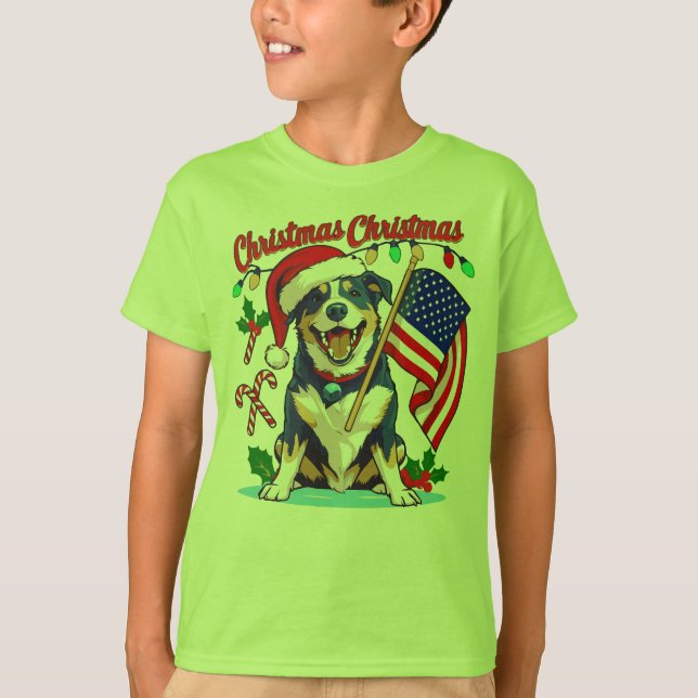 Camiseta Cachorro de Natal bonito (Frente)