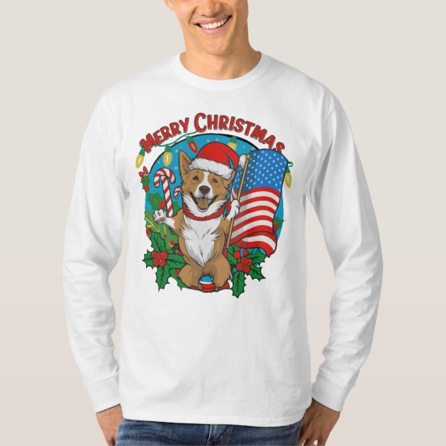 Camiseta Cachorro de Natal bonito (Frente)