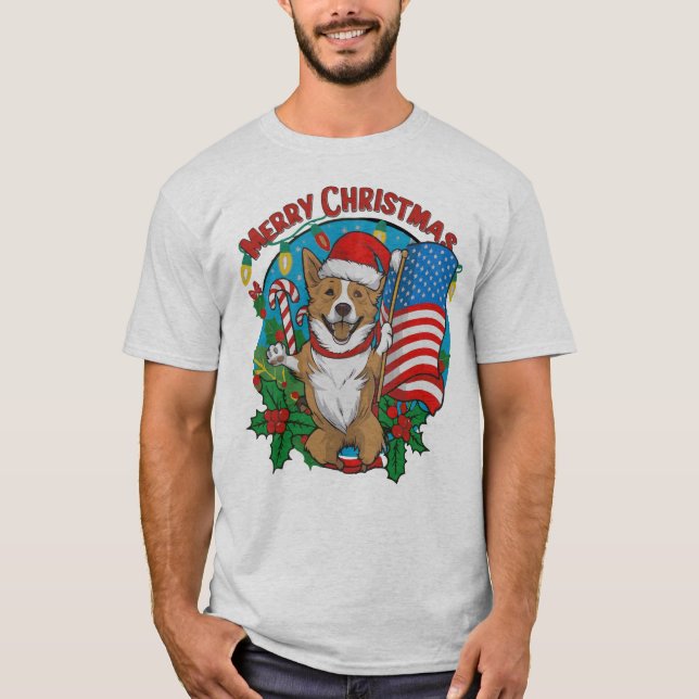 Camiseta Cachorro de Natal bonito (Frente)
