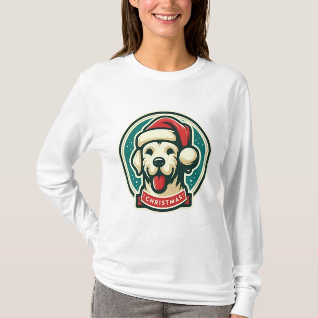 Camiseta Cachorro de Natal bonito (Frente)