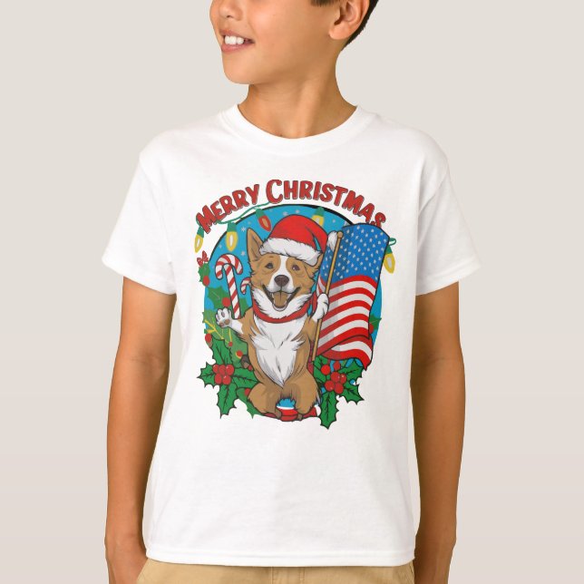 Camiseta Cachorro de Natal bonito (Frente)