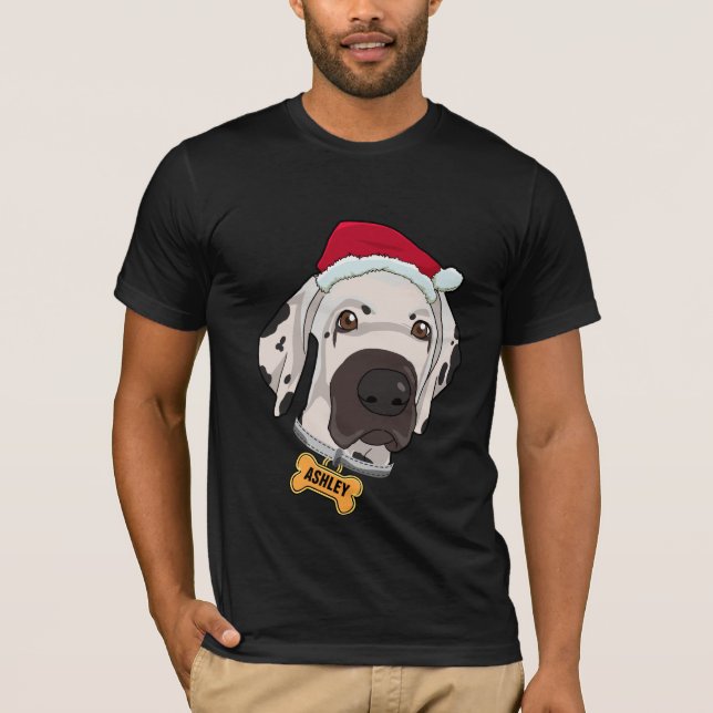 Camiseta Cachorro de Natal Bonito e Corajoso Grande Cachorr (Frente)