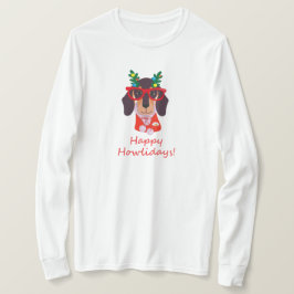 Camiseta Cachorro de Natal Bonito Howlidays Doxie Dachshund