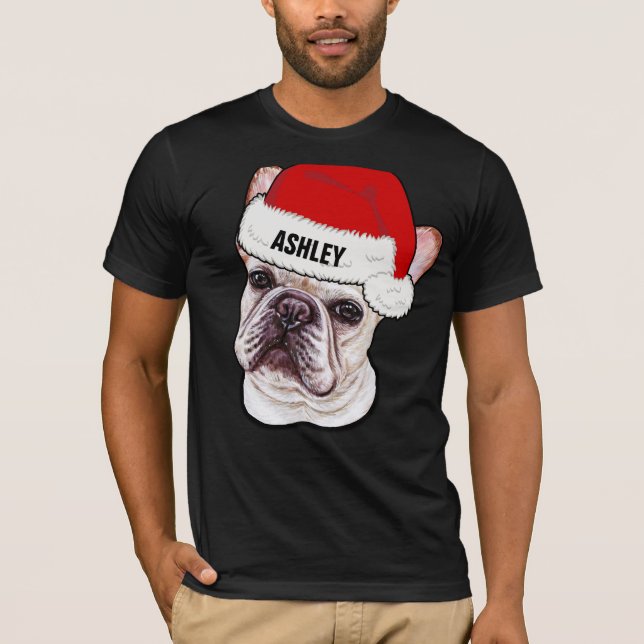 Camiseta Cachorro de Natal Bonito para Bulldog Francês Gran (Frente)