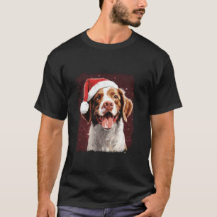 Camiseta Cachorro de Natal Brittany Long Sleeve