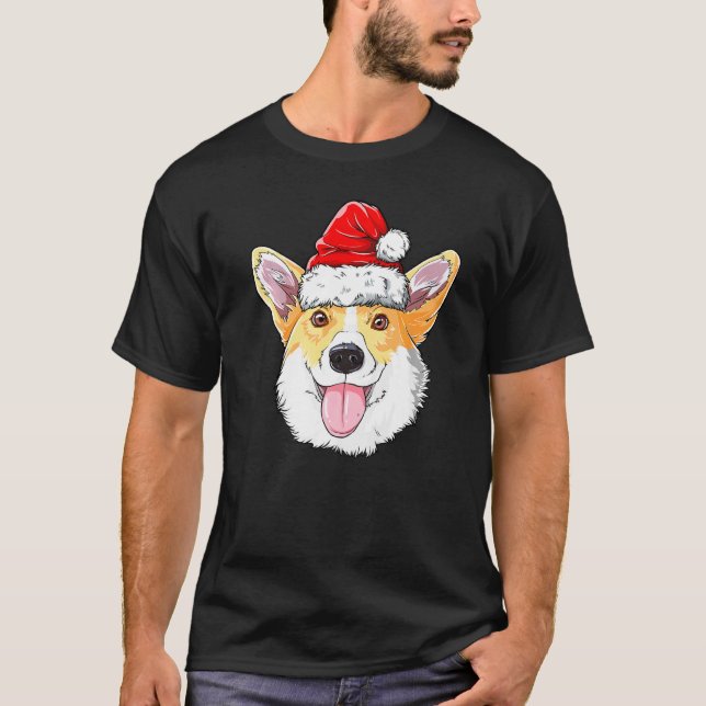 Camiseta Cachorro de Natal Cachorro Santa Hat Xmas Meninos  (Frente)