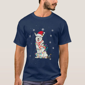 Camiseta Cachorro de Natal Cachorro Siberiano Cachorro