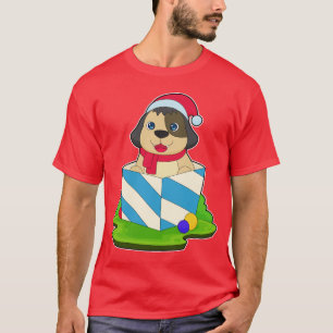 Camiseta Cachorro de Natal Chapéu de Papai Noel