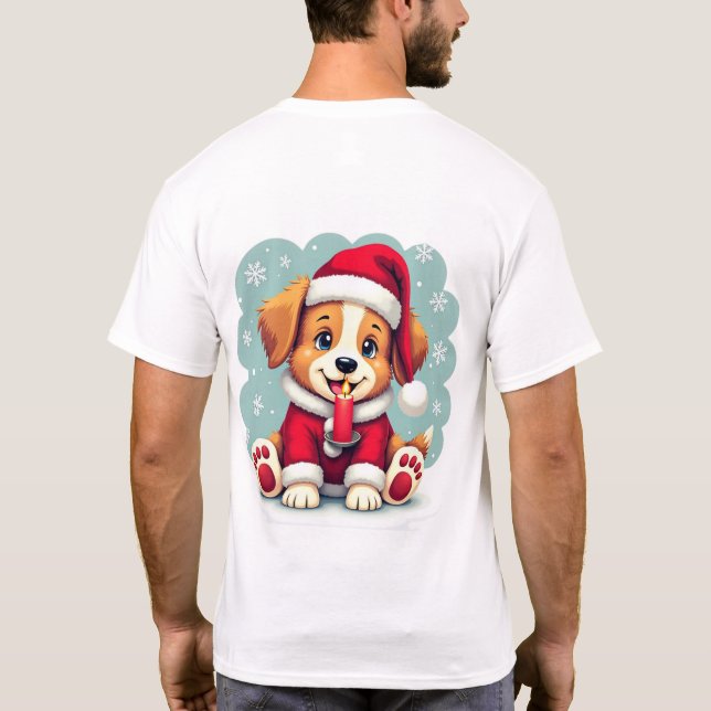 Camiseta Cachorro de Natal com design de Vela! (Verso)