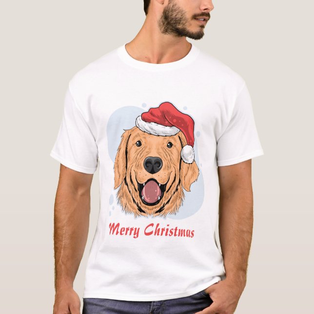 Camiseta Cachorro de Natal com Papai Noel (Frente)