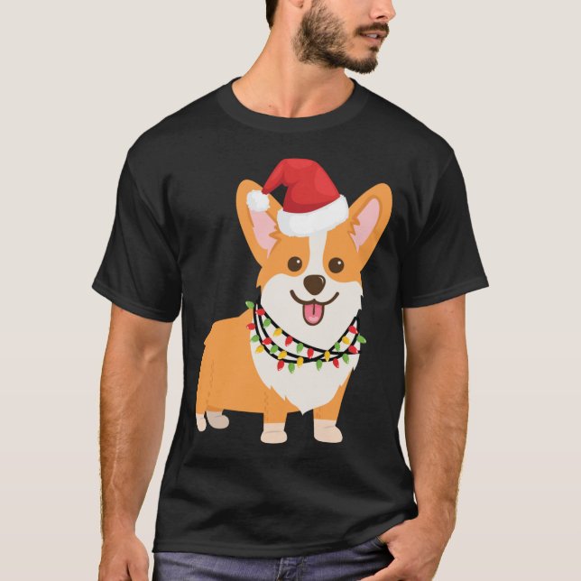 Camiseta Cachorro de Natal com Papai Noel e Natal L (Frente)