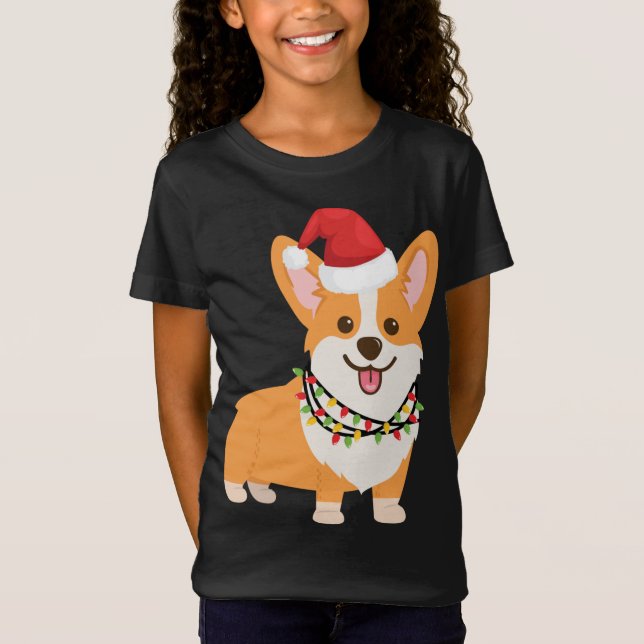Camiseta Cachorro de Natal com Papai Noel e Natal L (Frente)