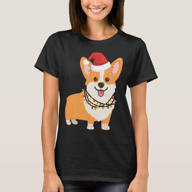 Camiseta Cachorro de Natal com Papai Noel e Natal L (Frente)