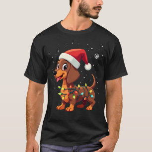 Camiseta Cachorro de Natal Dachshund Papai Noel Xmas Wiener