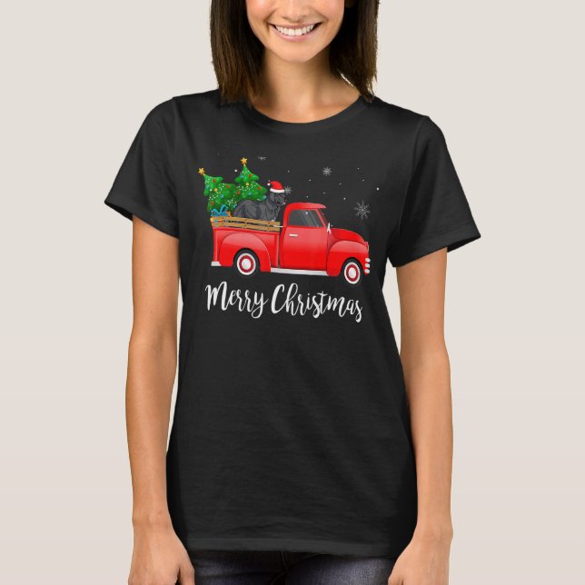 Camiseta Cachorro de Natal de Caminhão Vermelho na Terra No (Frente)