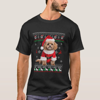 Camiseta Cachorro de Natal de Poodle Santa Hat Feio