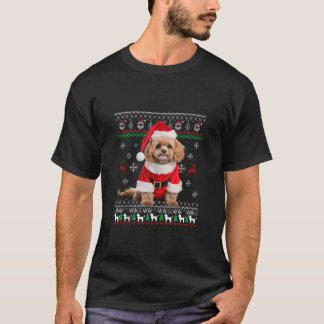 Camiseta Cachorro de Natal de Poodle Santa Hat Feio