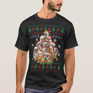 Camiseta Cachorro de Natal do Buldogue Inglês Árvore Feia