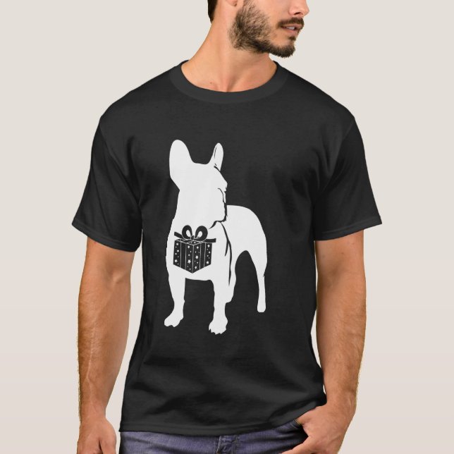 Camiseta Cachorro de Natal Francês Cachorro Francês Cachorr (Frente)