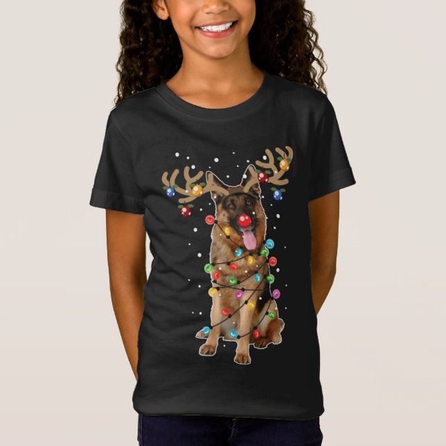 Camiseta Cachorro de Natal, German shepherd, Xmas, Cachorro (Frente)