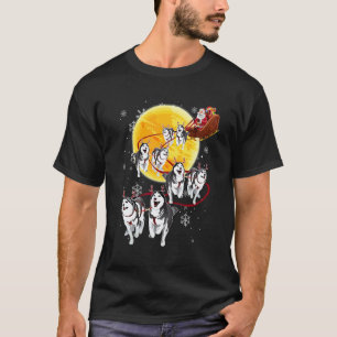 Camiseta Cachorro de Natal Husky Siberiano Santa Roda Trenó