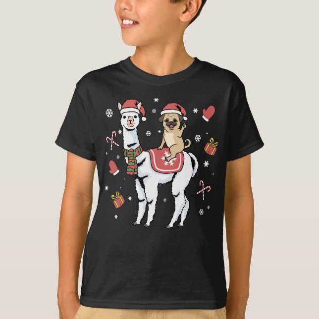 Camiseta Cachorro de Natal Llama Feliz Natal Alpaca (Frente)