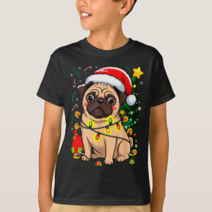 Camiseta Cachorro de Natal Papai Noel Pug Cachorrinho Natal