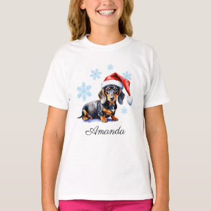Camiseta Cachorro de Natal Preto e Tan