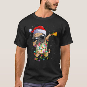 Camiseta Cachorro de Natal Pug Santa Hat Natal Feio 1