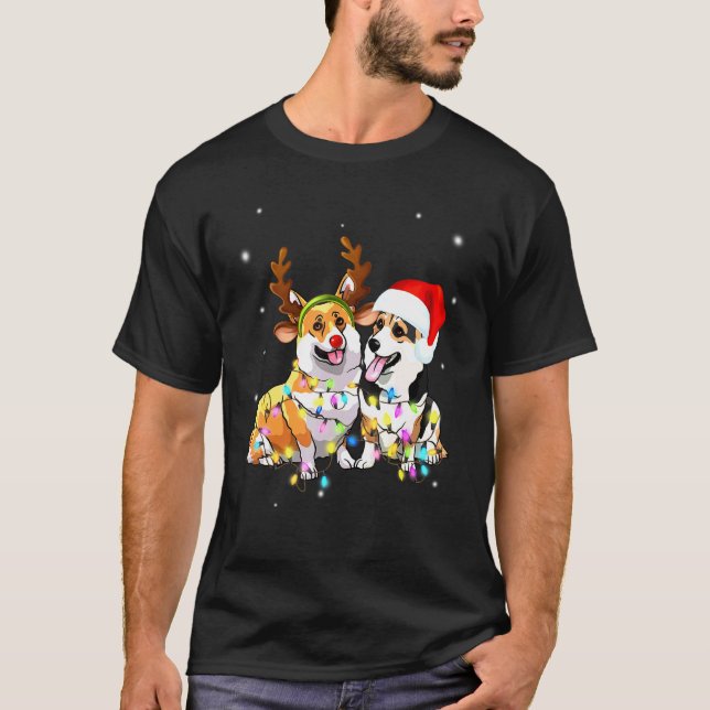 Camiseta Cachorro de Natal Reno Corgi (Frente)