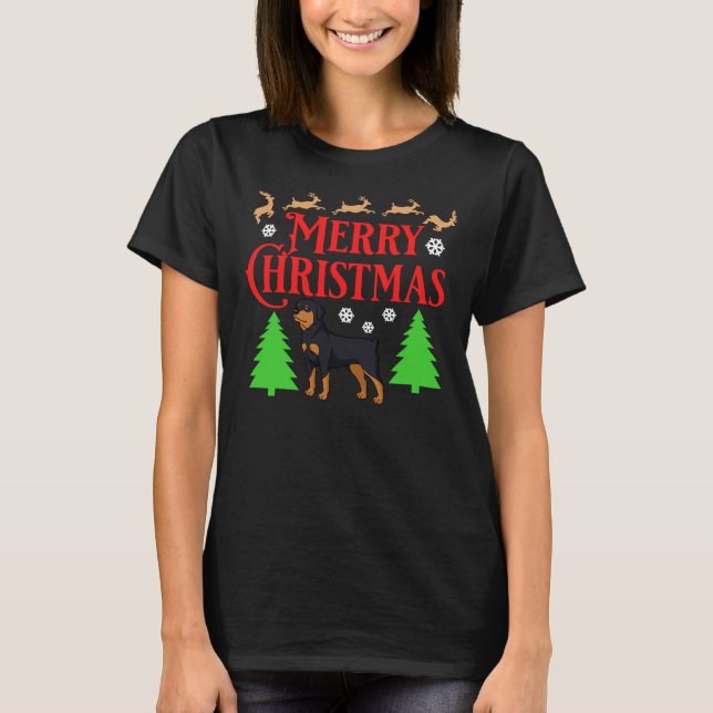 Camiseta Cachorro de Natal Rottweiler Cachorros Cachorros P (Frente)
