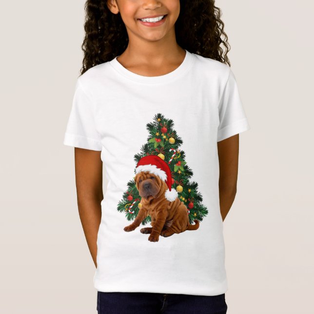 Camiseta Cachorro de Natal Shar Pei, Xmas Shar Pei (Frente)