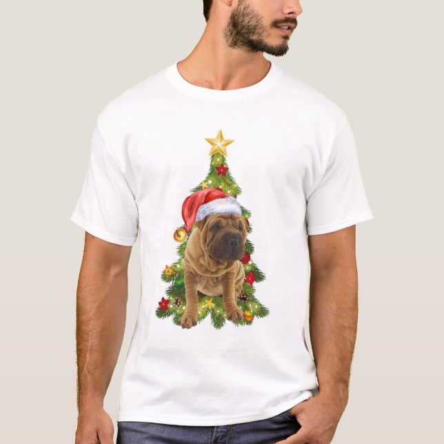 Camiseta Cachorro de Natal Shar Pei, Xmas Shar Pei (Frente)
