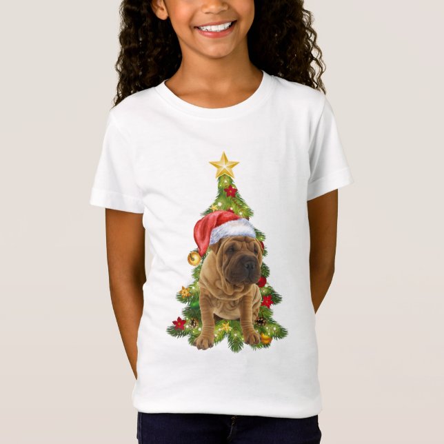 Camiseta Cachorro de Natal Shar Pei, Xmas Shar Pei (Frente)