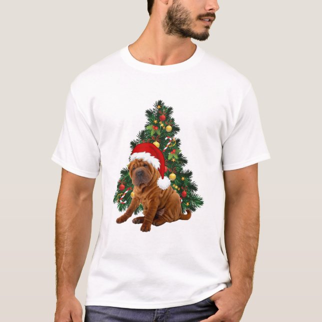 Camiseta Cachorro de Natal Shar Pei, Xmas Shar Pei (Frente)