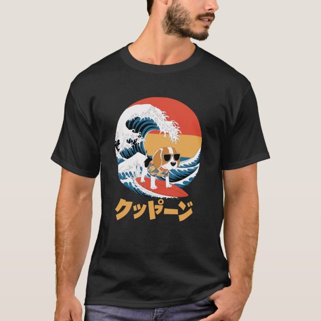Camiseta Cachorro de Onda Japonês Funny Beagle (Frente)