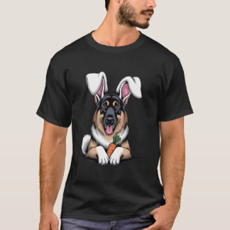 Camiseta Cachorro de Orelhas de Coelho Caçando Ovos de Pásc