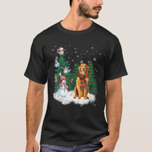 Camiseta Cachorro de ouro Cachorro de Natal Snowman Árvore 