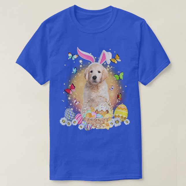 Camiseta Cachorro De ouro De Retriever Com Cesta De Ovos De (Frente do Design)