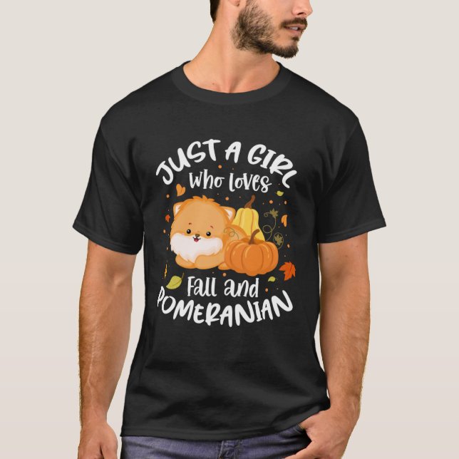 Camiseta Cachorro De Outono Apenas Uma Menina Que Ama Cair  (Frente)