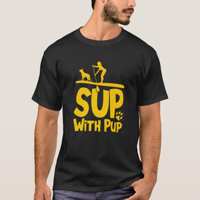 Camiseta Cachorro De Paddleboard Sup Com Pup (Frente)