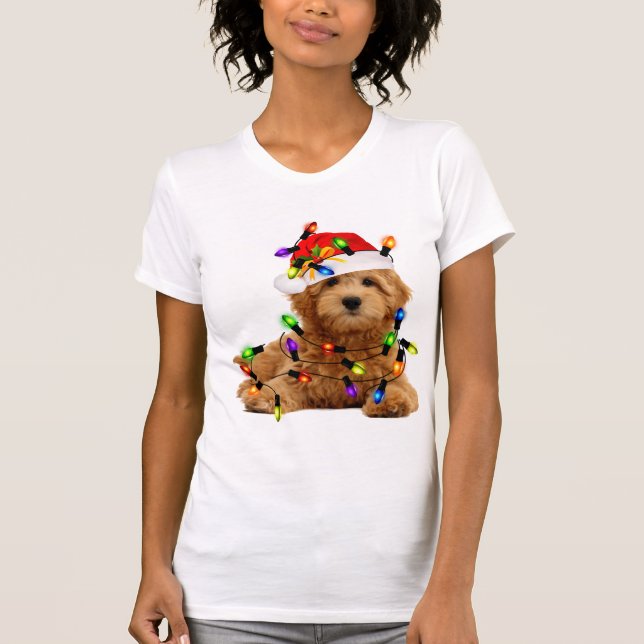 Camiseta Cachorro de Papais noeis de Goldendoodle (Frente)
