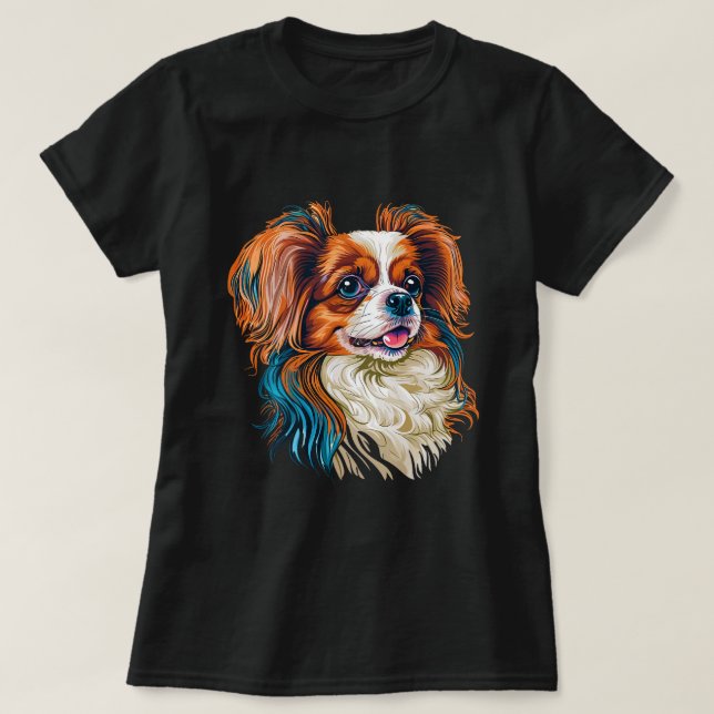 Camiseta Cachorro de Papillon Cachorro Cachorro no Pântano  (Frente do Design)