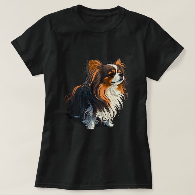Camiseta Cachorro de Papillon Cachorro Cachorro no Pântano  (Frente do Design)