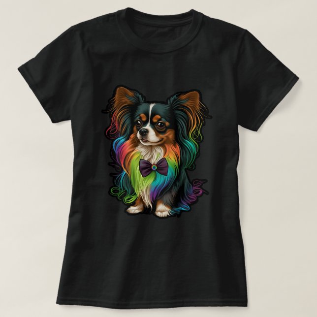 Camiseta Cachorro de Papillon Cachorro Cachorro no Pântano  (Frente do Design)