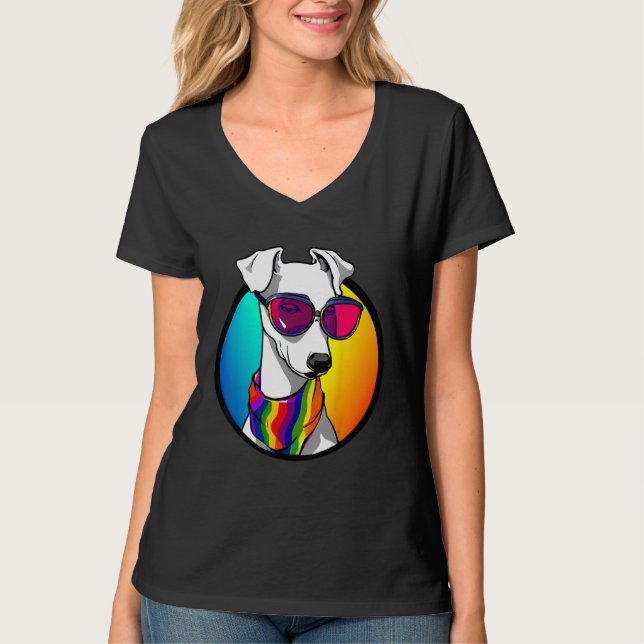 Camiseta Cachorro de Pet Greyhound com Orgulho LGBTQ+ (Frente)