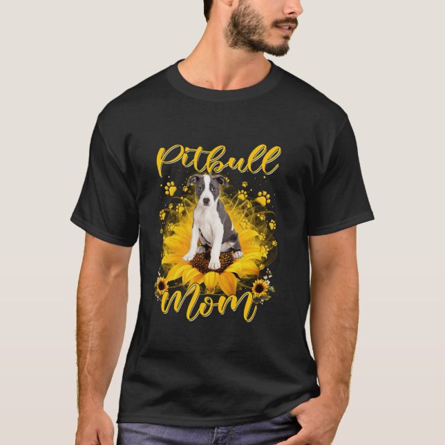 Camiseta Cachorro De Pitbull Mãe Com Canas De Cachorro De G (Frente)