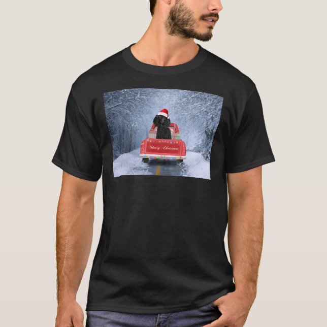 Camiseta Cachorro De Poodle Em Neve Sentado Em Caminhão De  (Frente)
