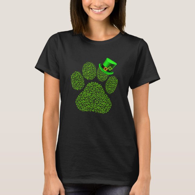 Camiseta Cachorro de Pug Lucky Paw Gato Rua de Shamrock irl (Frente)